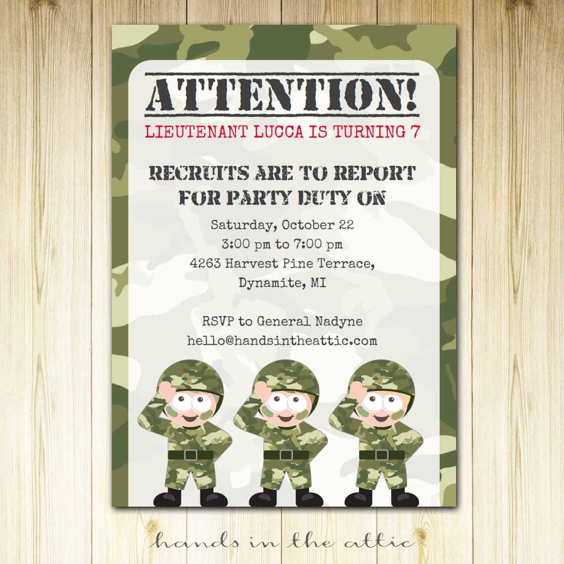 Camouflage Party Invitation Template