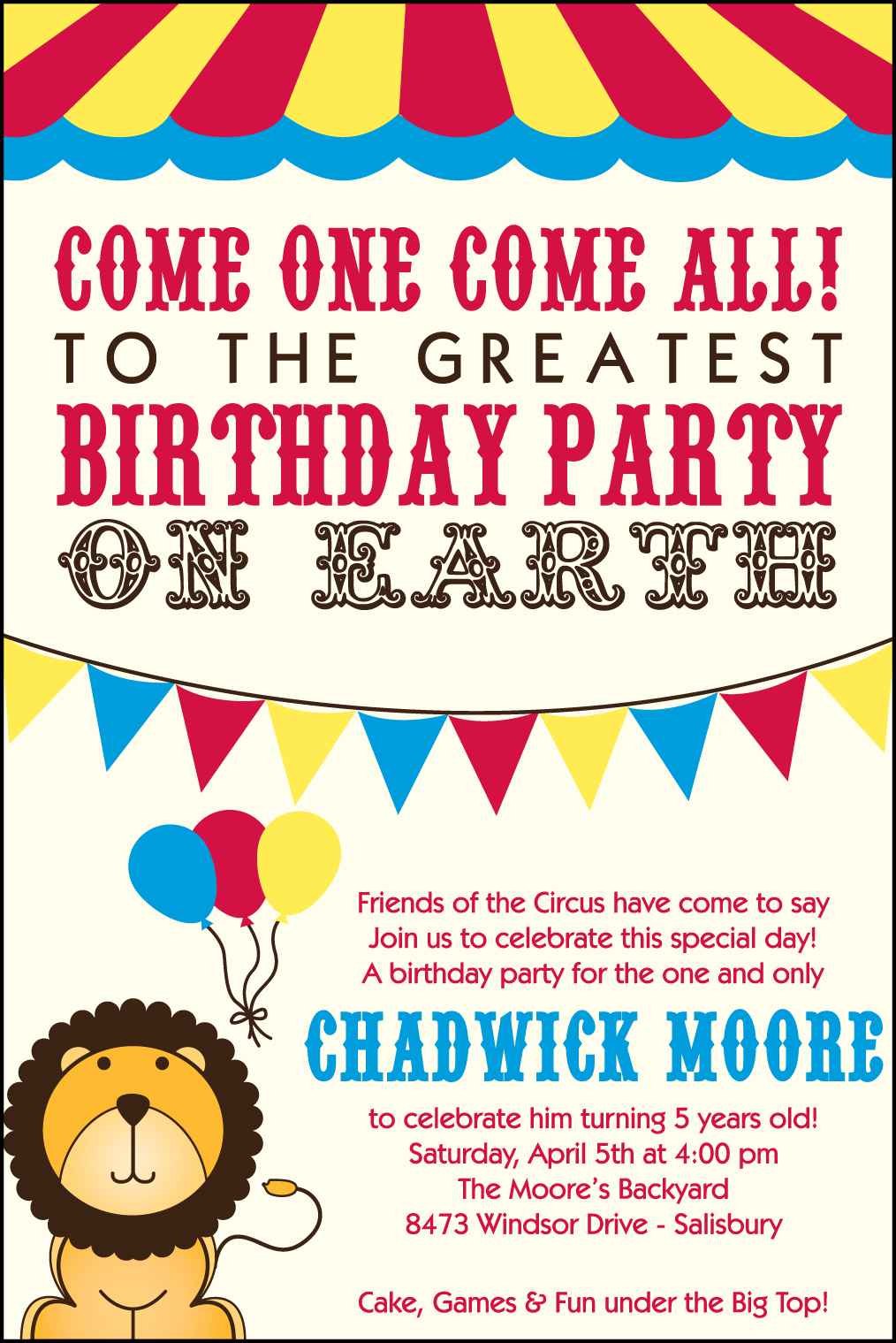Carnival Birthday Invitations