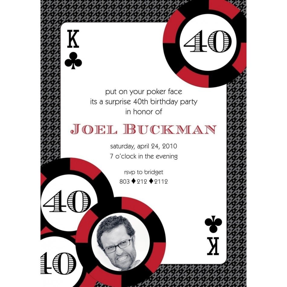 Casino Poker Vegas Birthday Party Printable Invitation