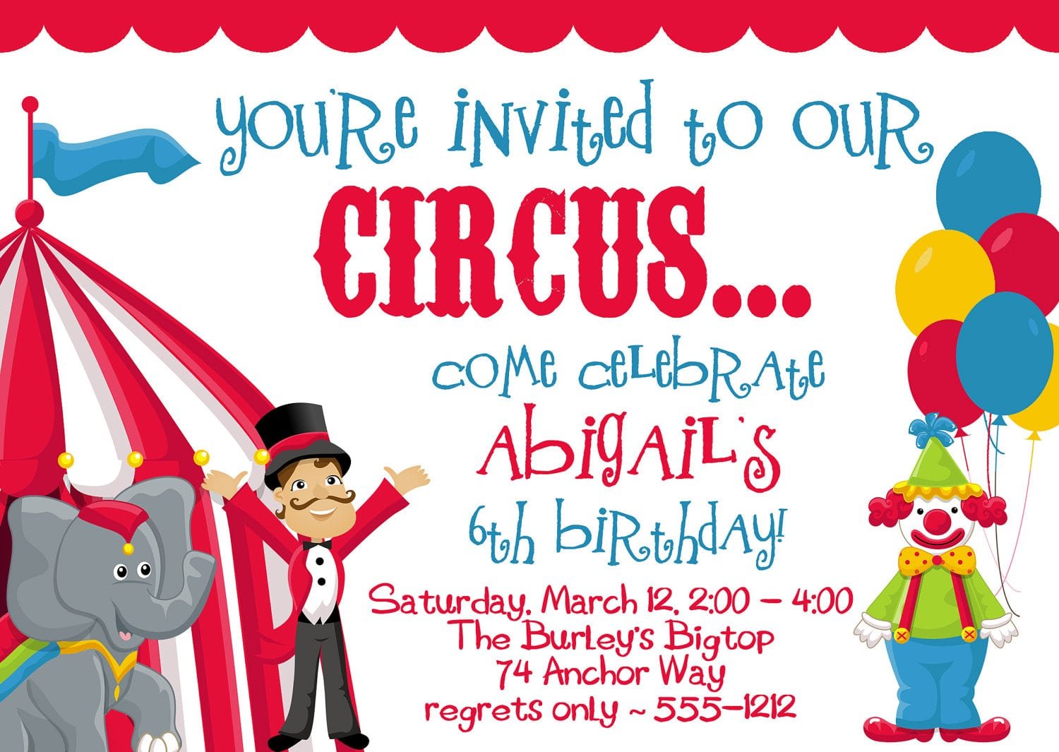 Circus Party Invitations