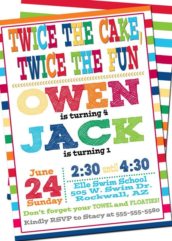 Colors   Double Digit Birthday Party Invitations With Joint