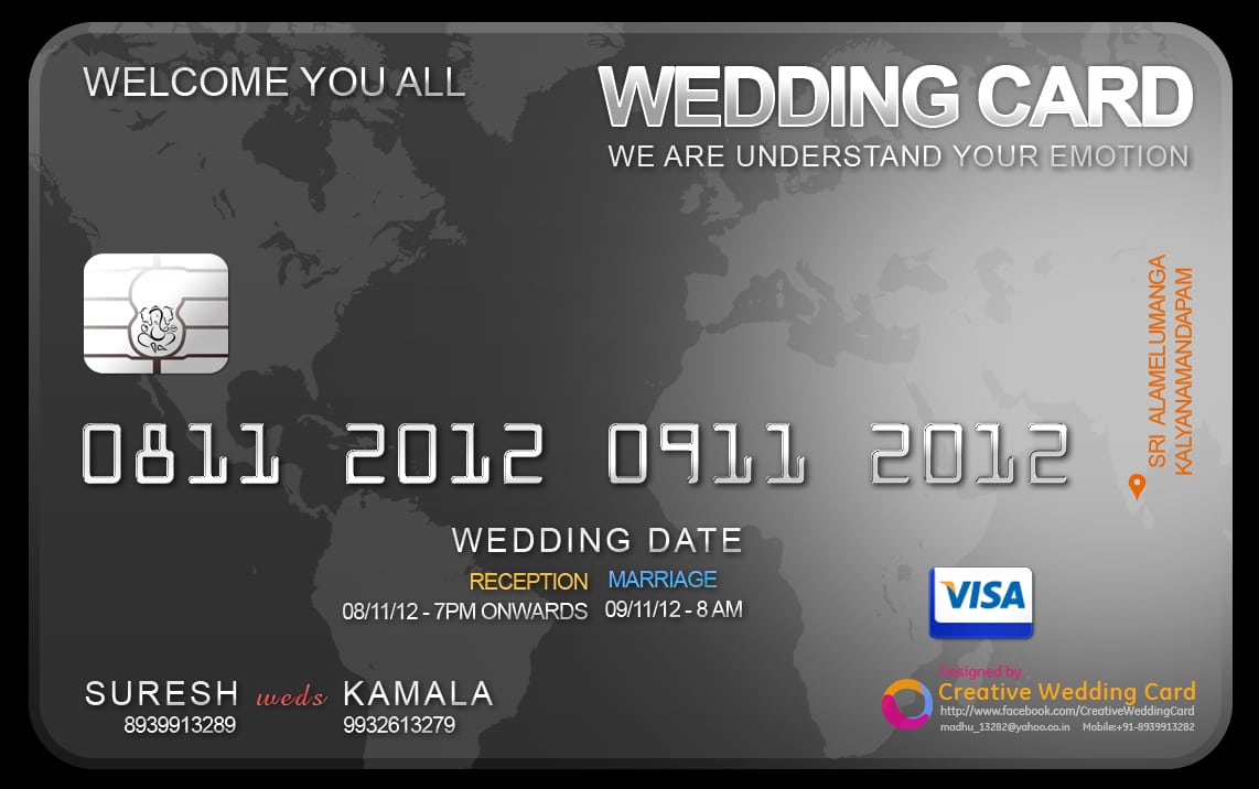 Cool Designing Credit Card Invitation Black Color Template Wording