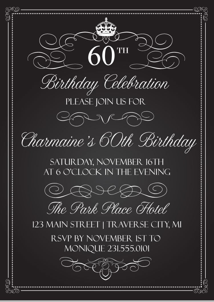 Crown Vintage Birthday Invitations