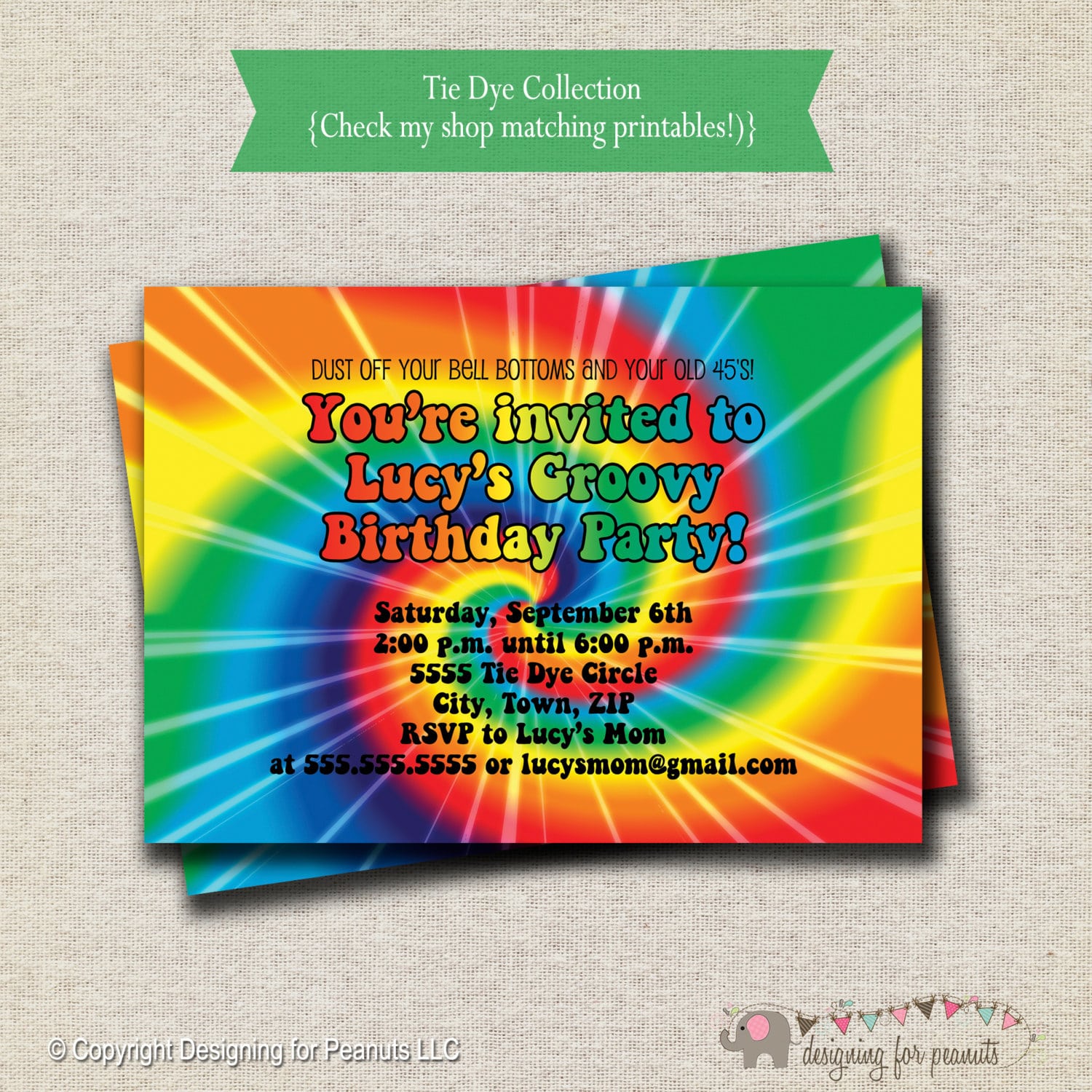 Cute Tie Dye Party Invitations Gallery