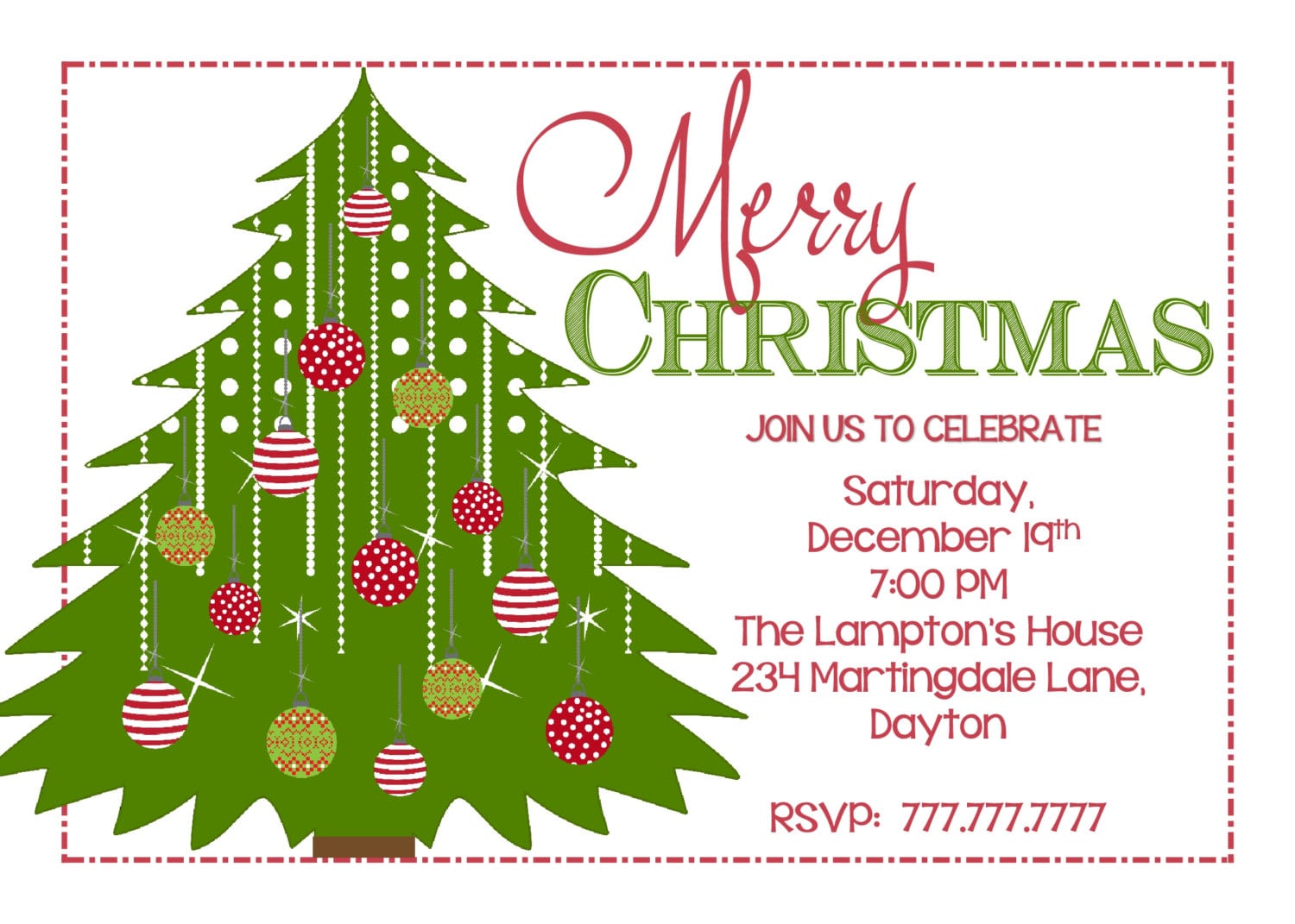 Diy Printable Christmas Party Invitation