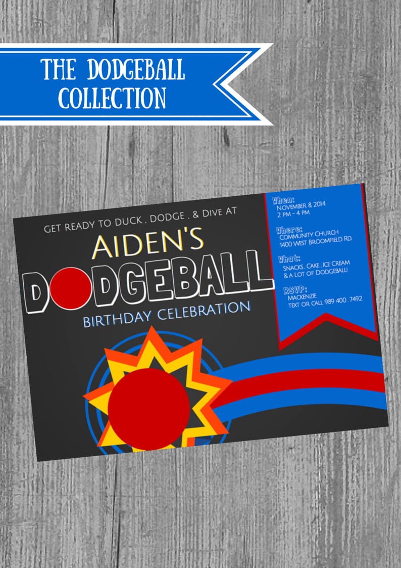 Dodgeball Birthday Party Invitations  Dodgeball Theme Boy
