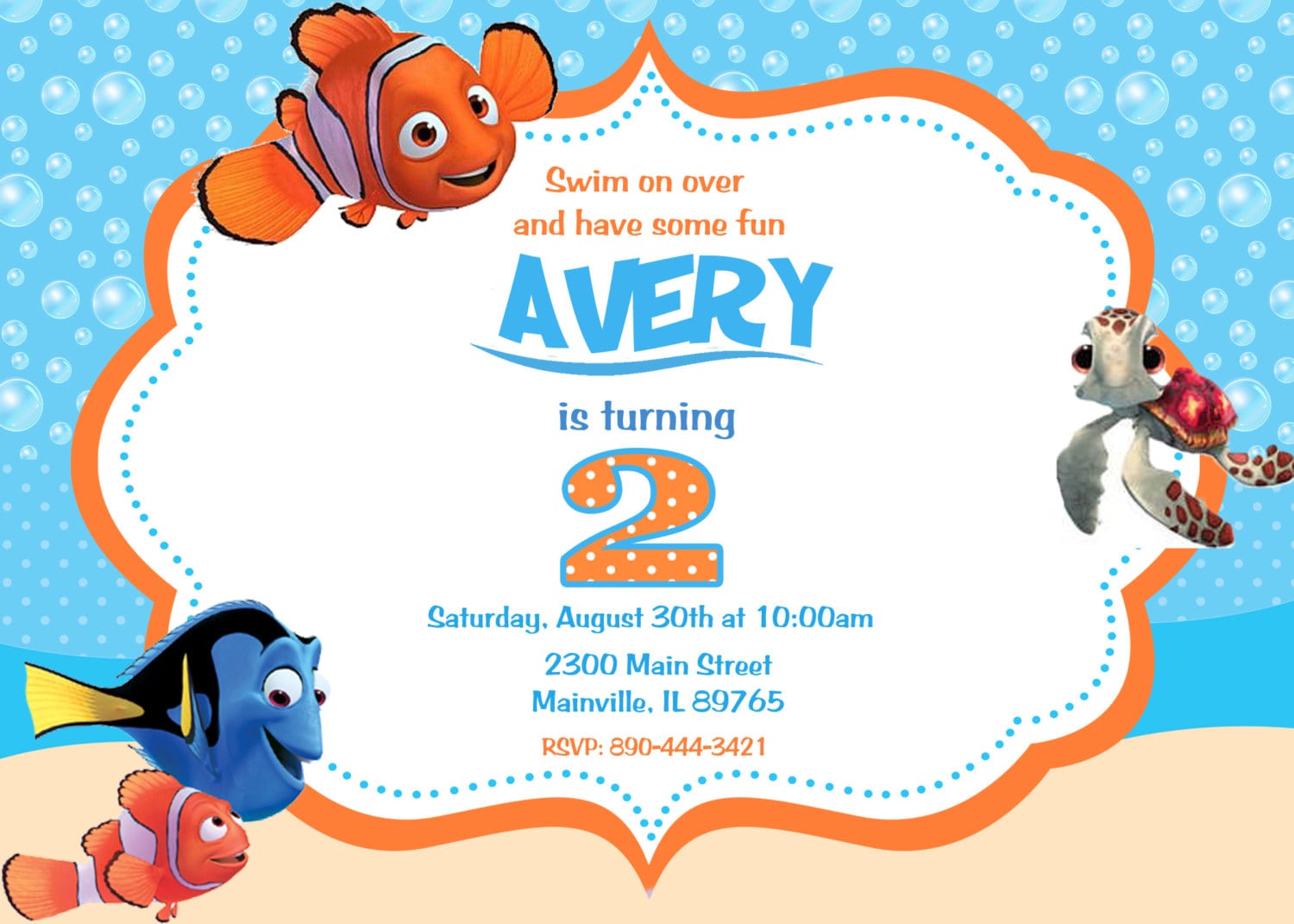 Finding Nemo Birthday Invitations