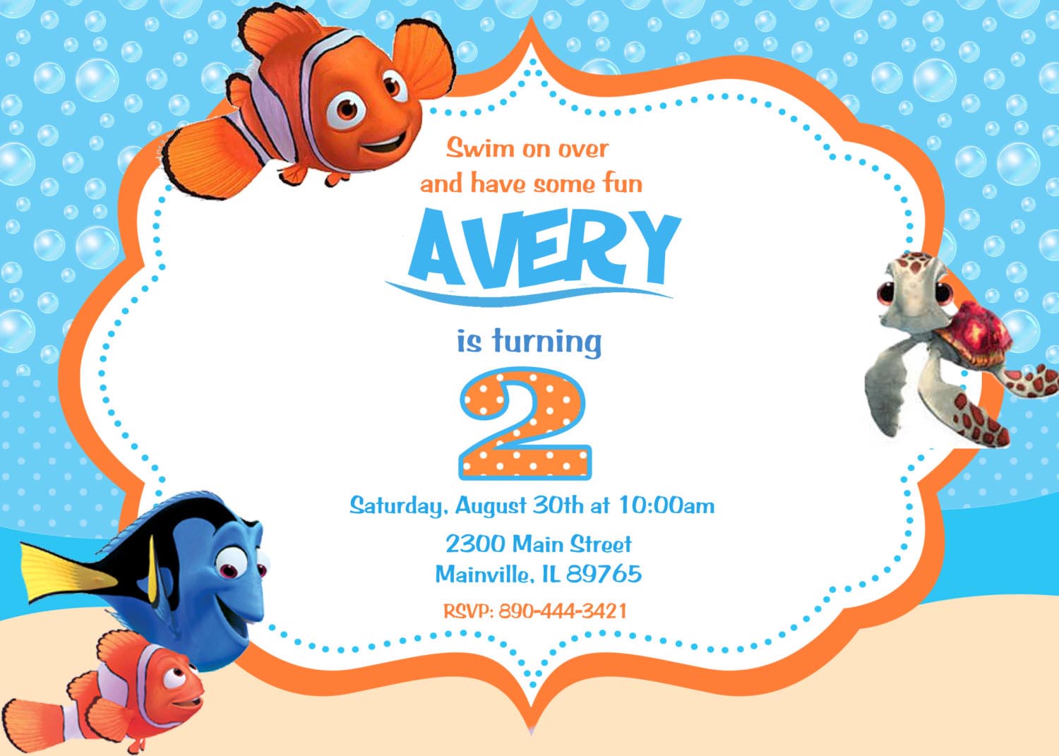 Finding Nemo Birthday Party Invitations
