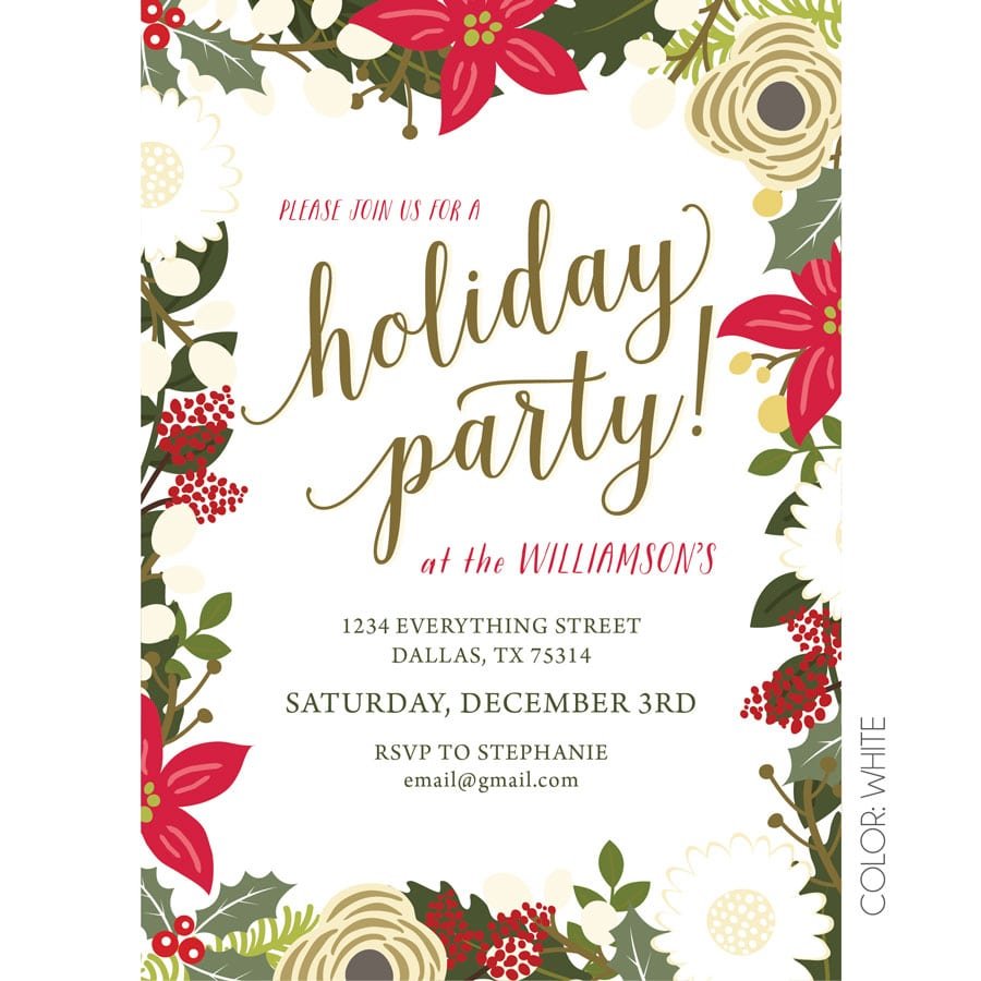 Floral Holiday Party Invitation