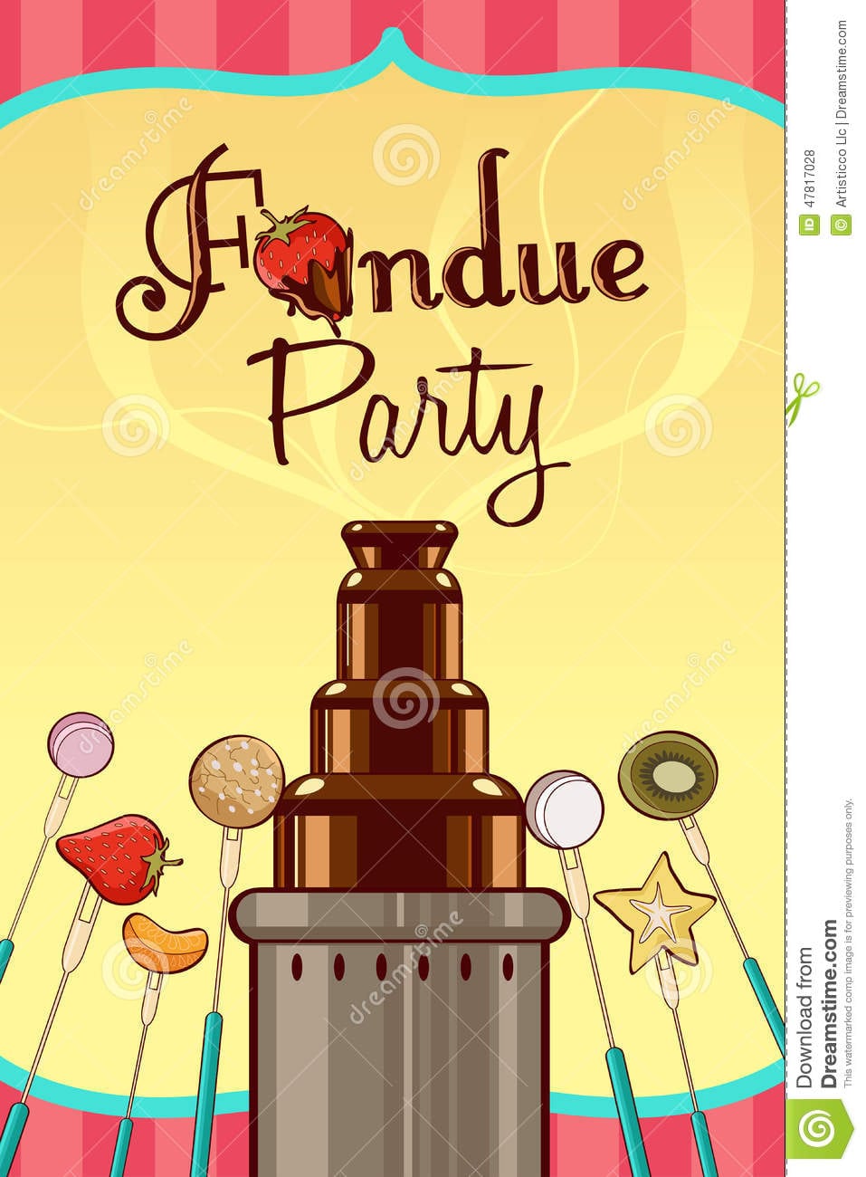 Fondue Party Invitation Stock Vector  Illustration Of Copyspace