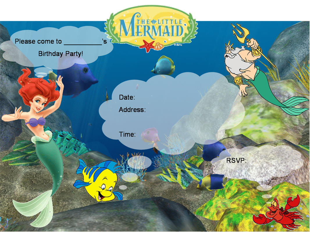 Free Little Mermaid Birthday Invitation Templates