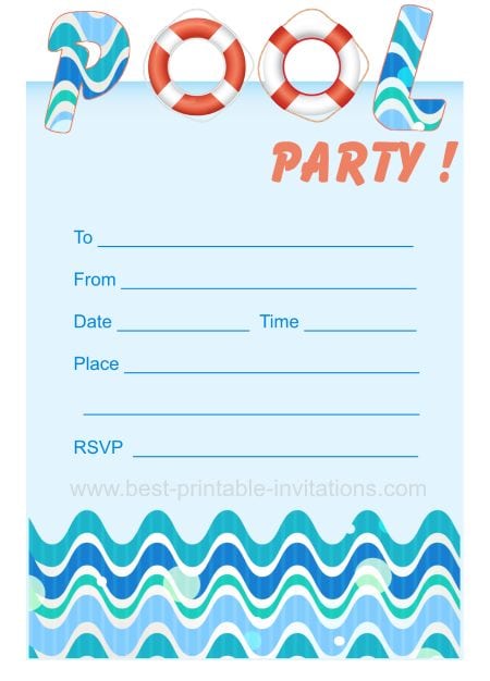 Free Printable Pool Party Invitations