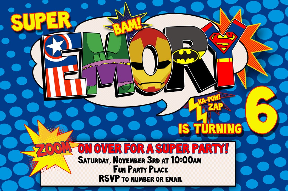 Free Superhero Party Invitations