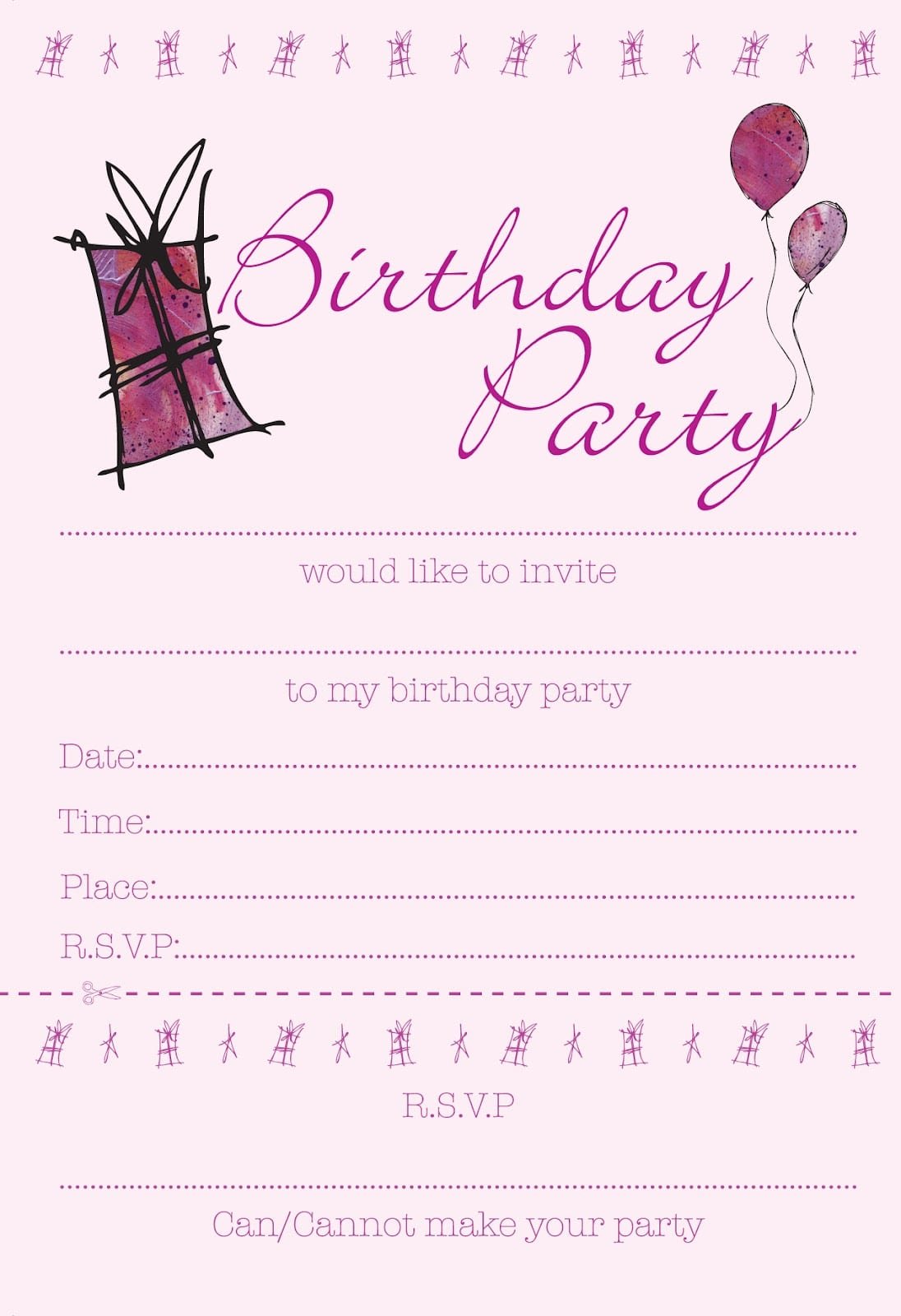 Girls Birthday Party Invitations