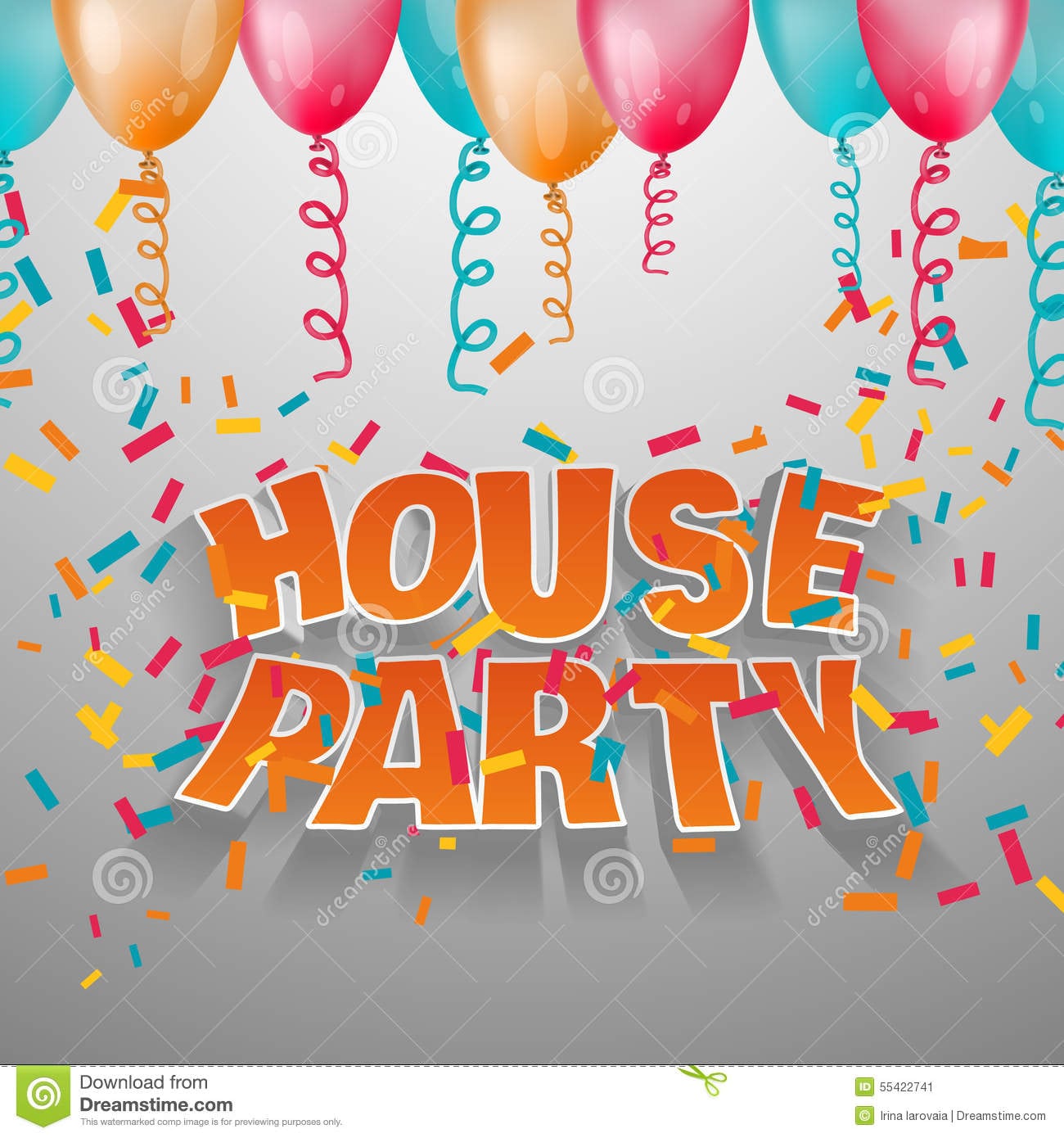 House Party Card Invitation  Stock Vector