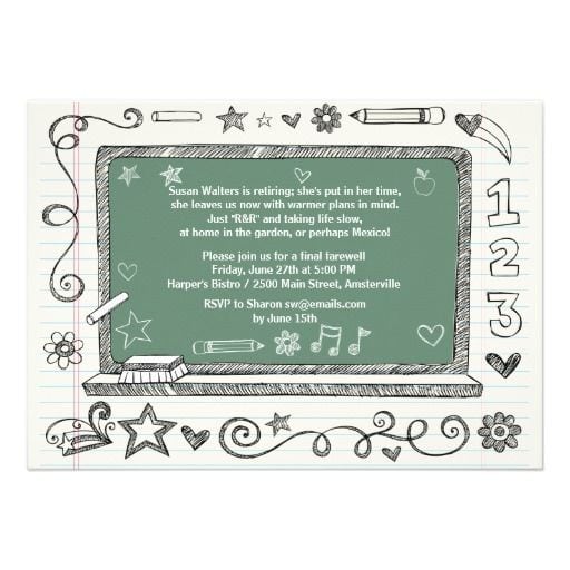 Innovative Teacher Retirement Party Invitation About Luxurious