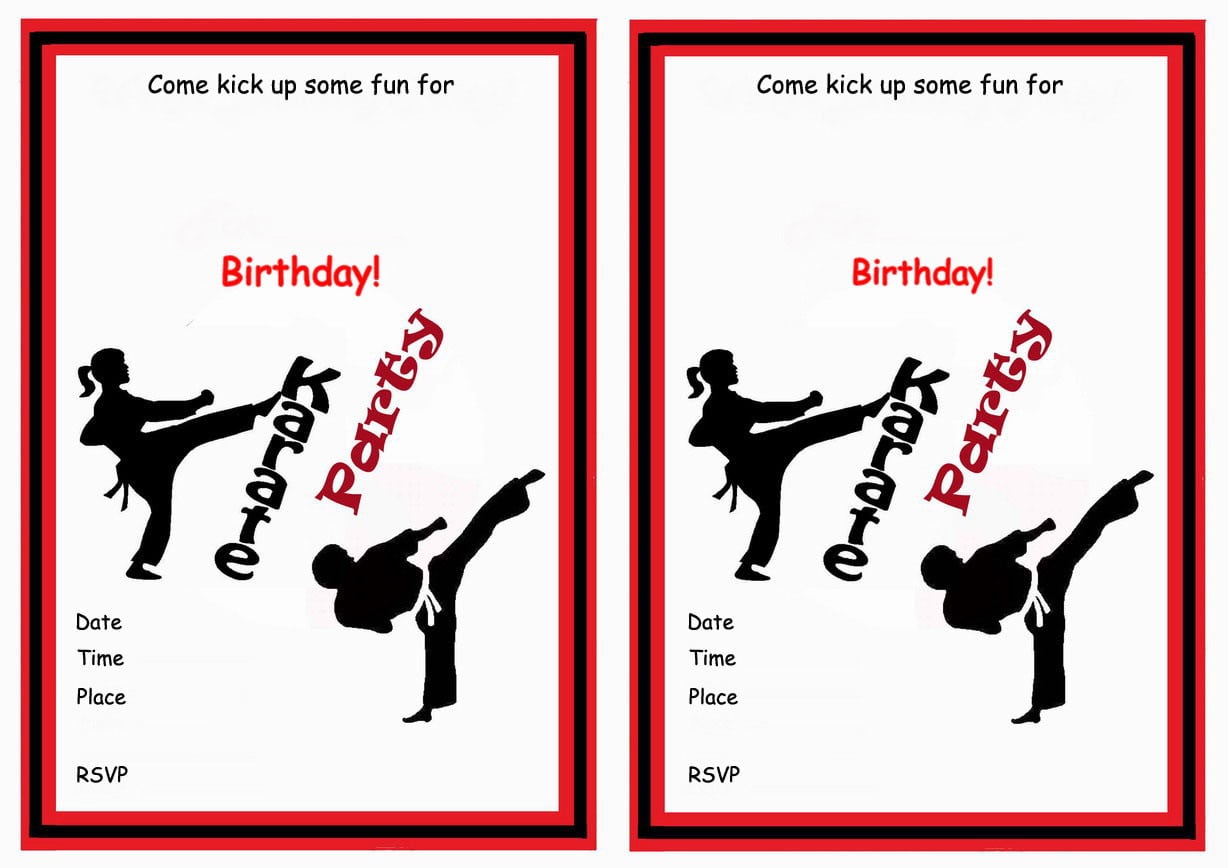 Karate Free Printable Birthday Party Invitations