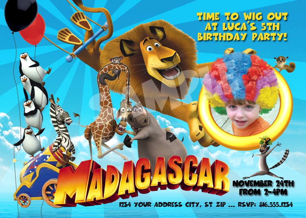 Madagascar 3 Birthday Party Invitation