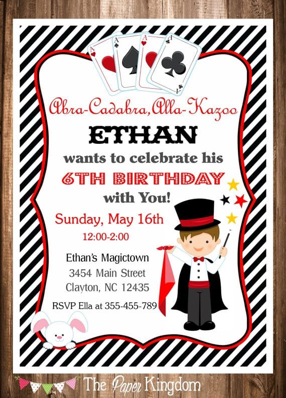 Magician Party Invitation Magic Birthday Invitation