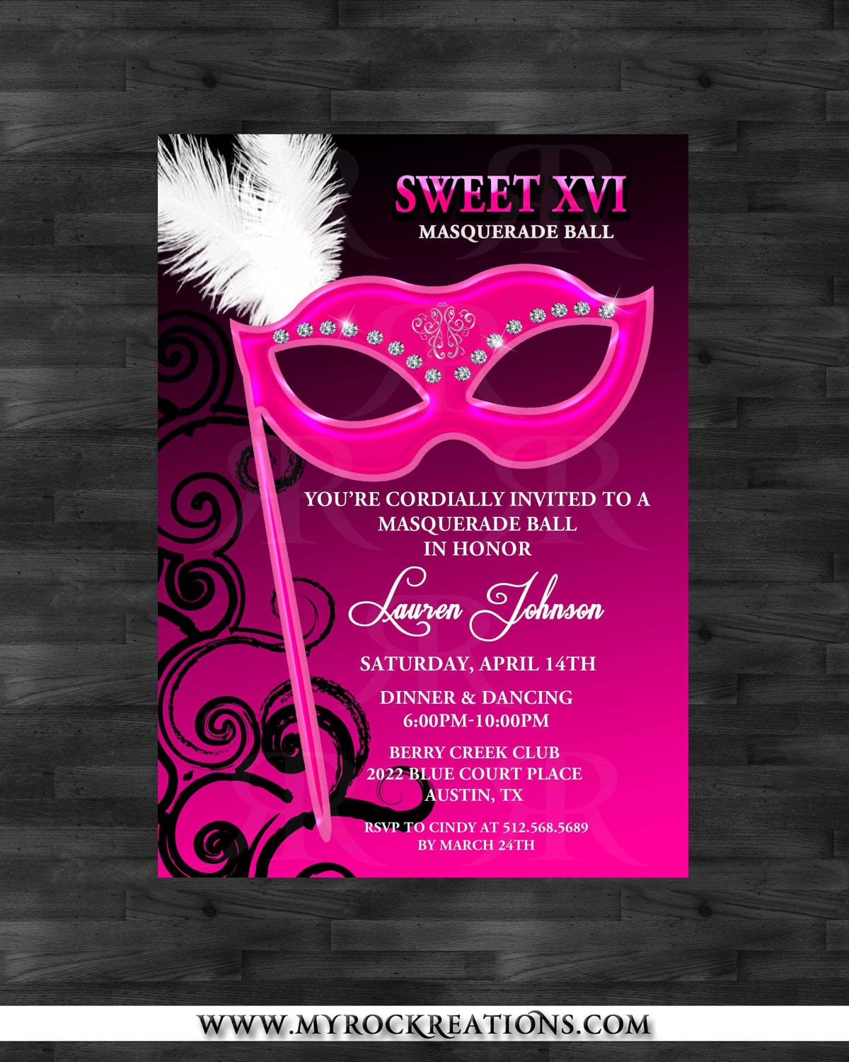 Masquerade Sweet 16 Digital Printable Invitation  $15 00, Via Etsy