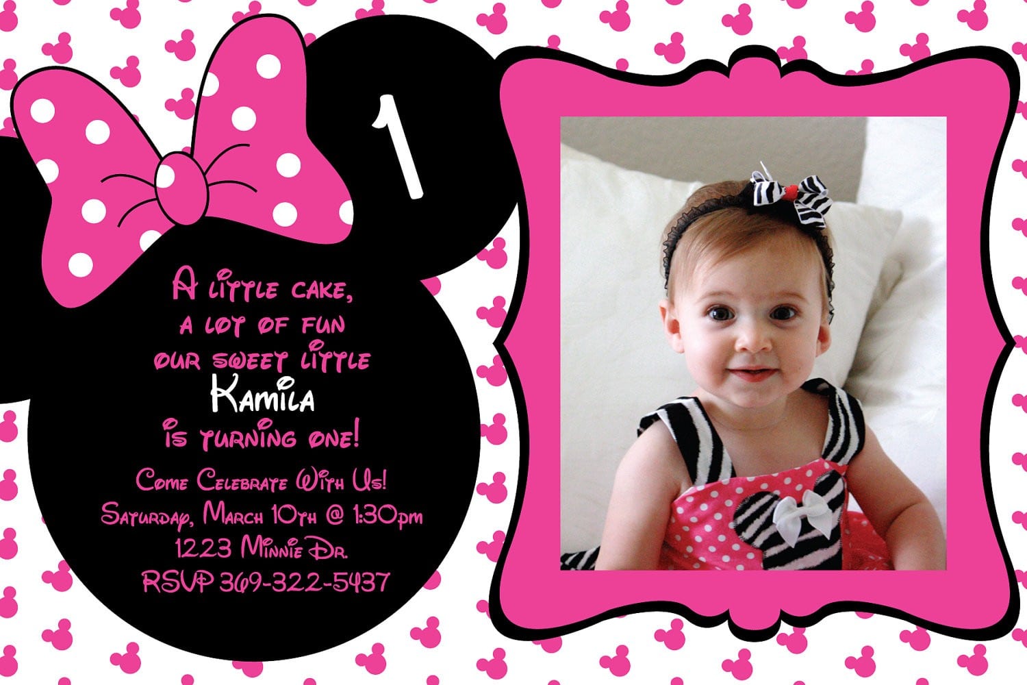 Minnie Mouse First Birthday Invitations