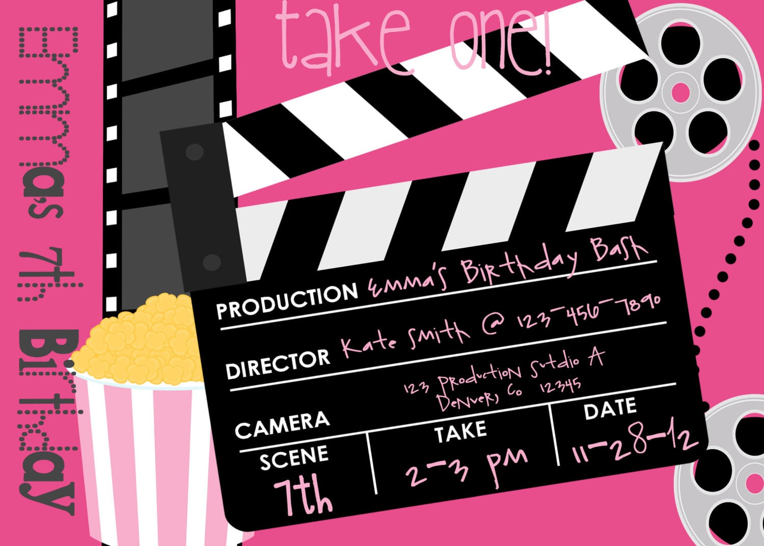 Movie Birthday Party Invitation Printable Party Invitation By Luv