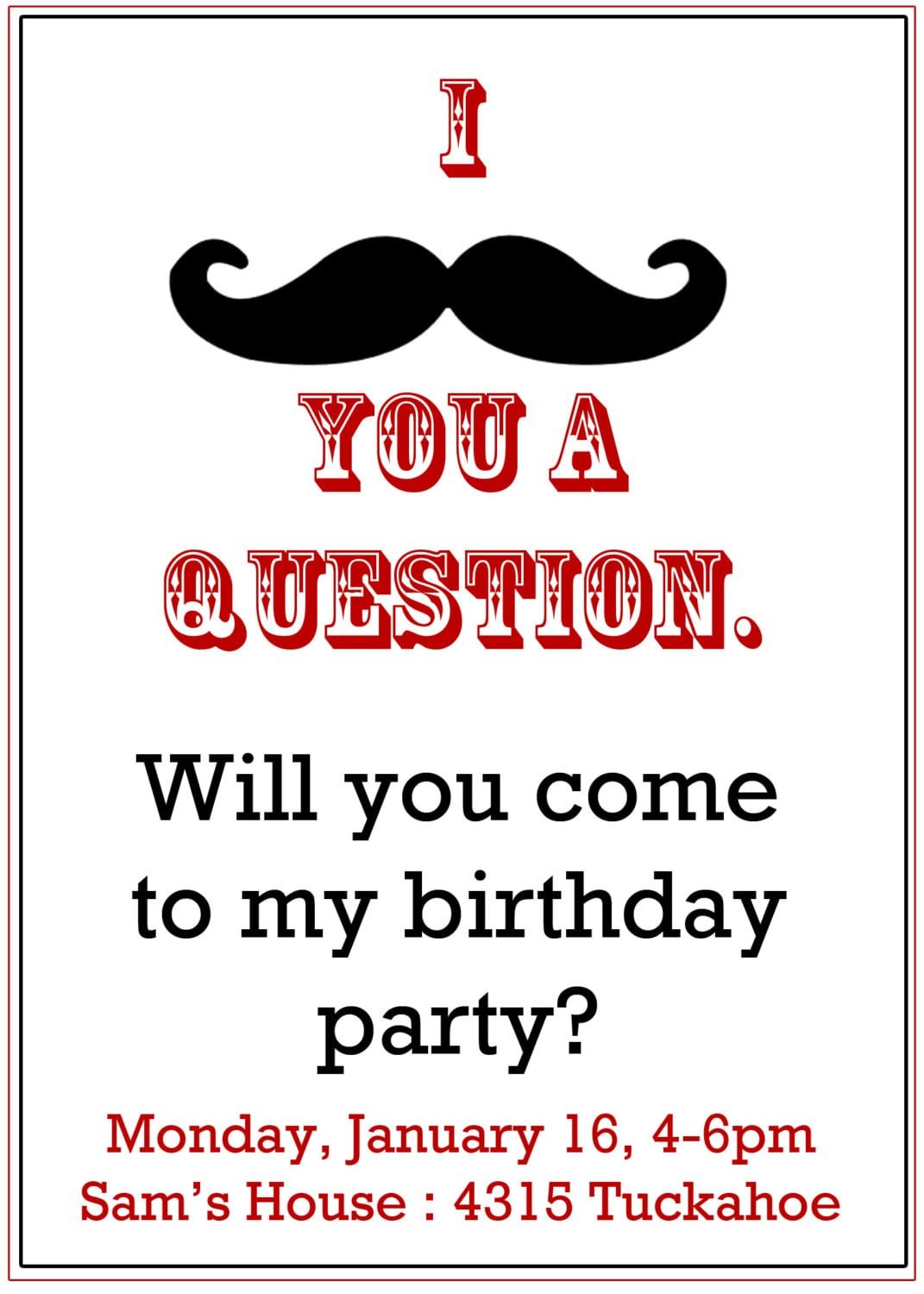 Mustache Party Invitation