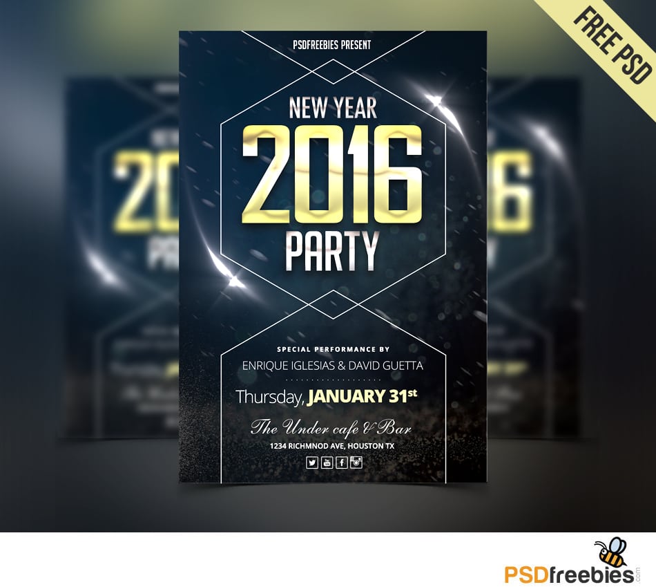 New Year Party Flyer Free Psd