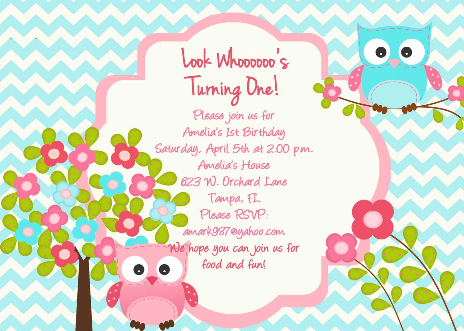 Owl Birthday Invitation Template