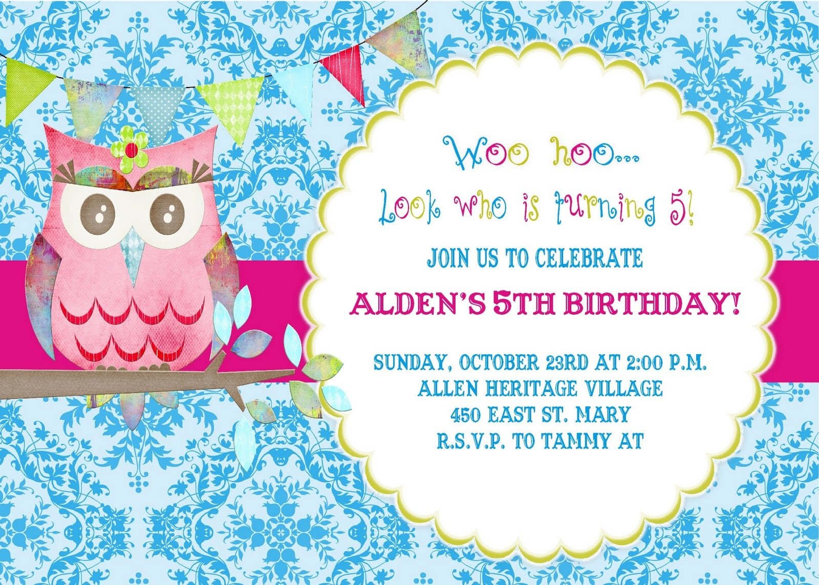 Owl Birthday Party Invitations