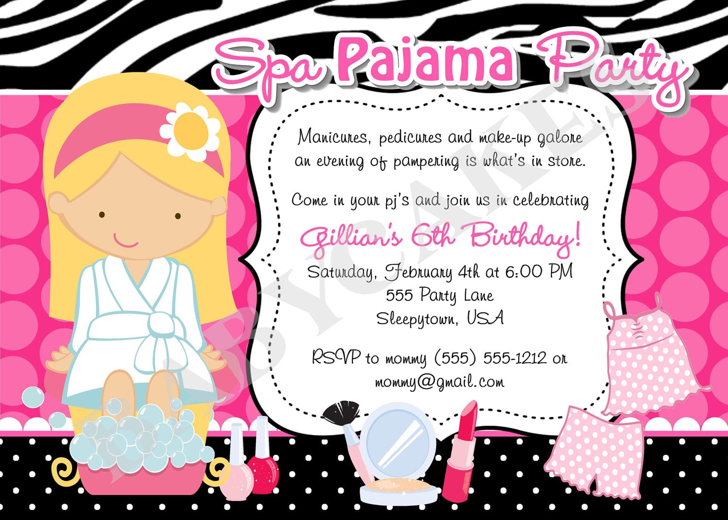 Pajama Party Invitation Pajama Party Invitation With Some