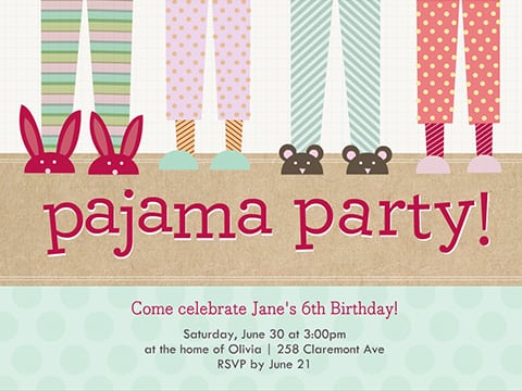 Pajama Party Invitations Pajama Party Invitations Including