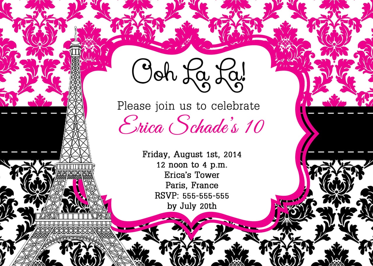 Paris Party Invitations Paris Party Invitations Together With A