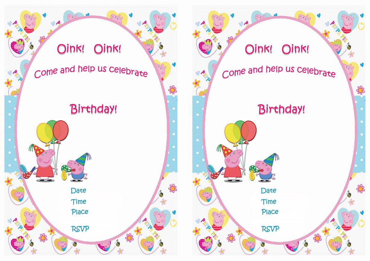 Peppa Pig Party Invitations Templates