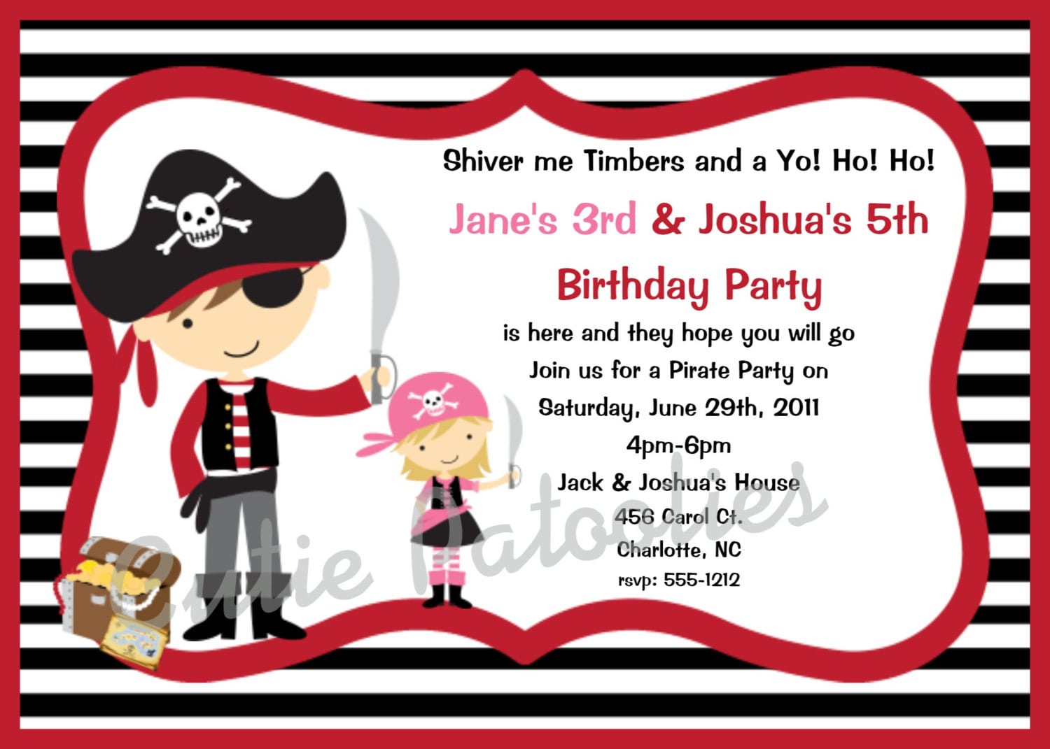 Pirate Party Invitation Wording Template