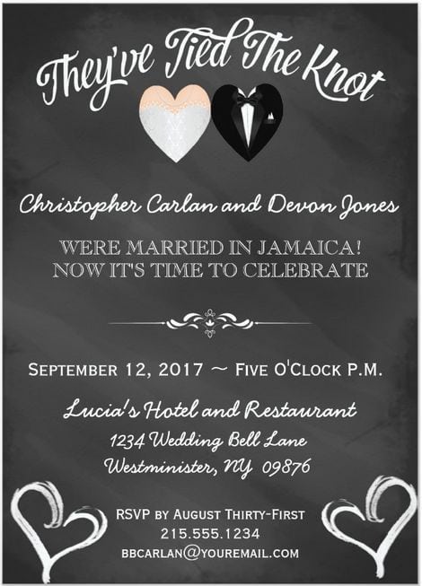 Post Wedding Reception Invitations