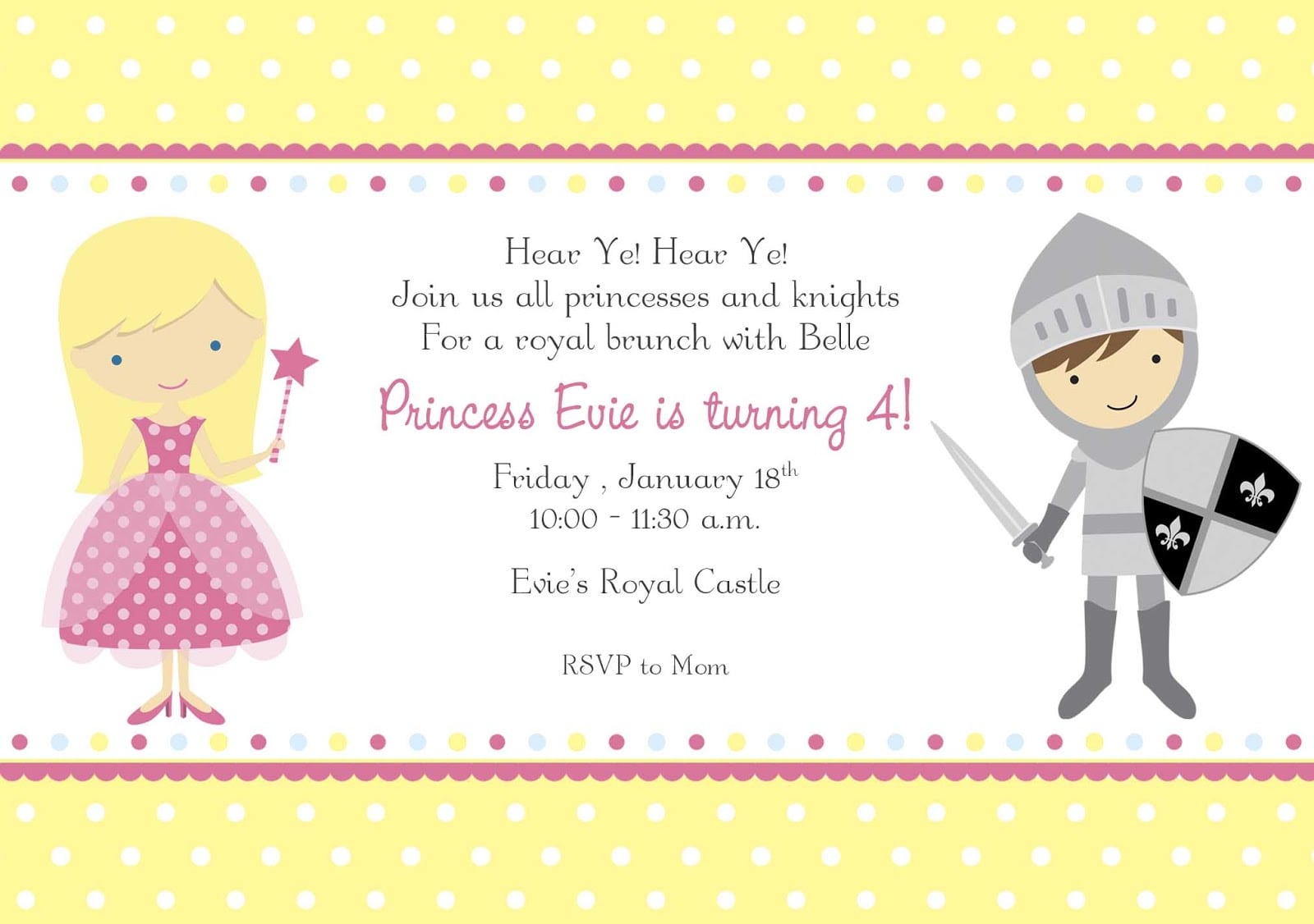 Prince And Princess Party Invitations