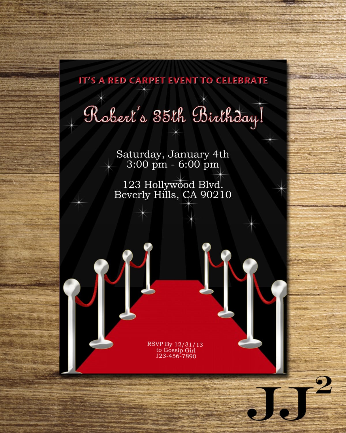Red Carpet Birthday Party Invitation  Glam Hollywood