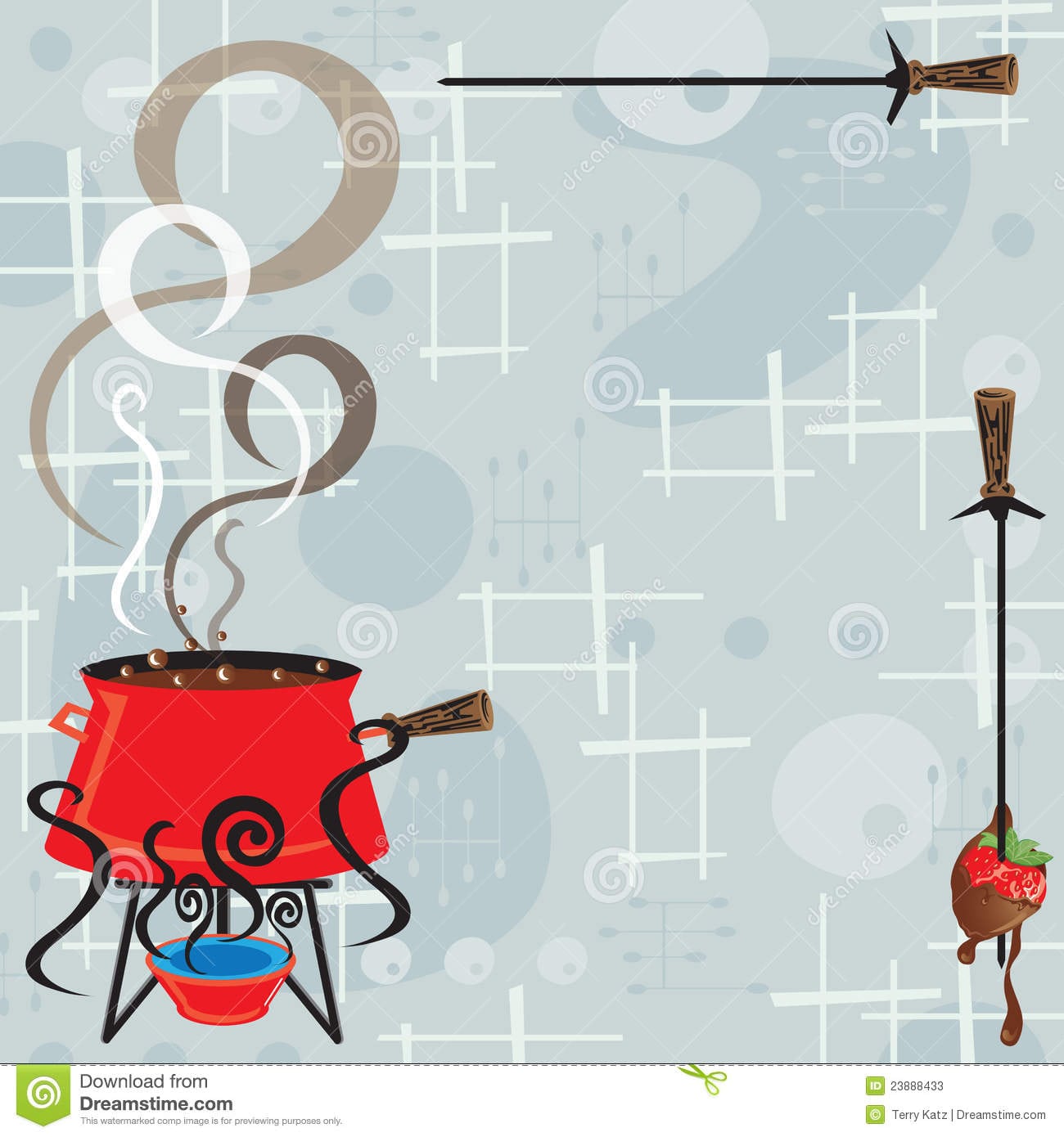 Retro Chocolate Fondue Party Invitation Stock Vector