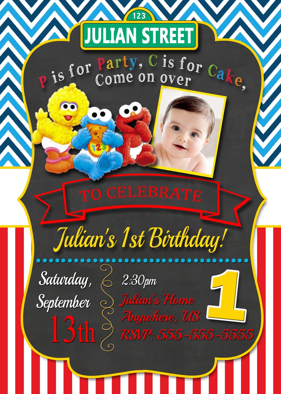 Sesame Street Birthday Party Invitations