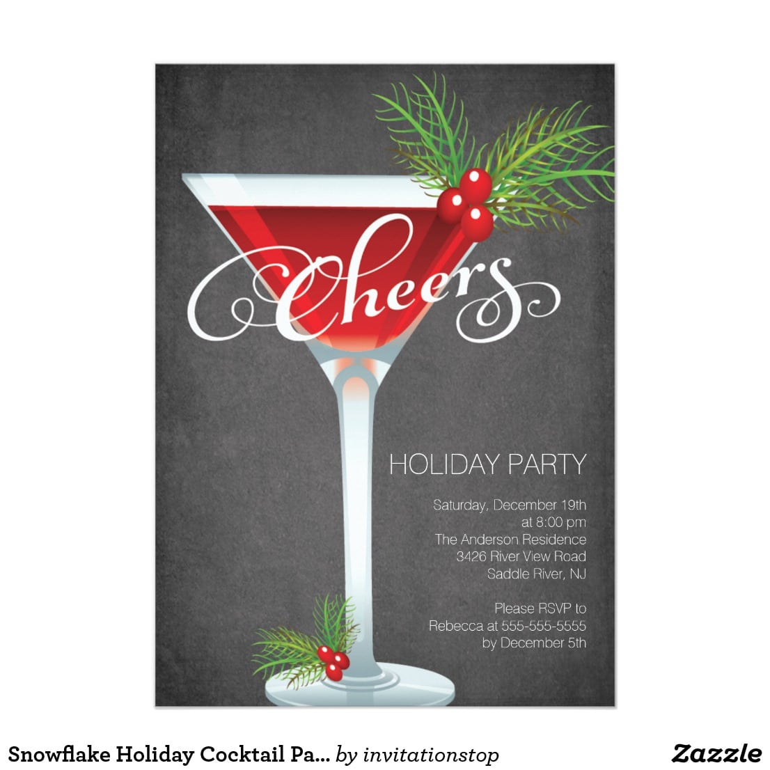 Snowflake Holiday Cocktail Party Invitation