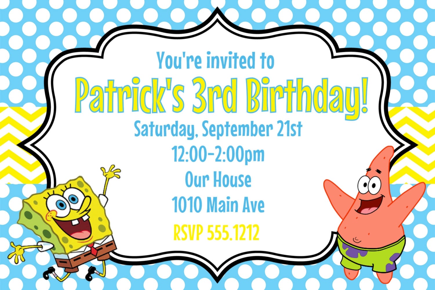Spongebob Birthday Invitations Spongebob Birthday Invitations For