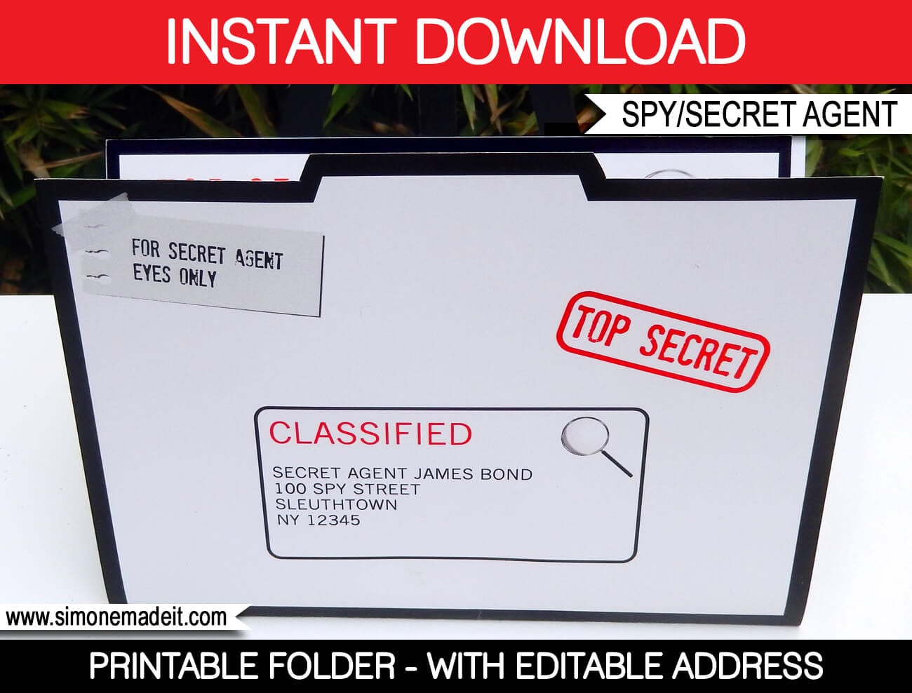 Spy Party Invitation Folder Template