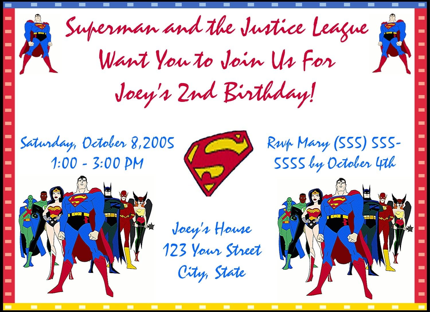 Superman Birthday Party Invitations