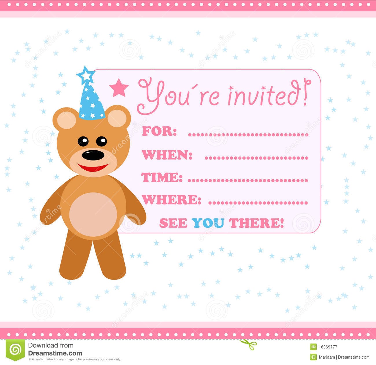 Teddy Design Party Invitation Card Perfect Ideas White Concrete