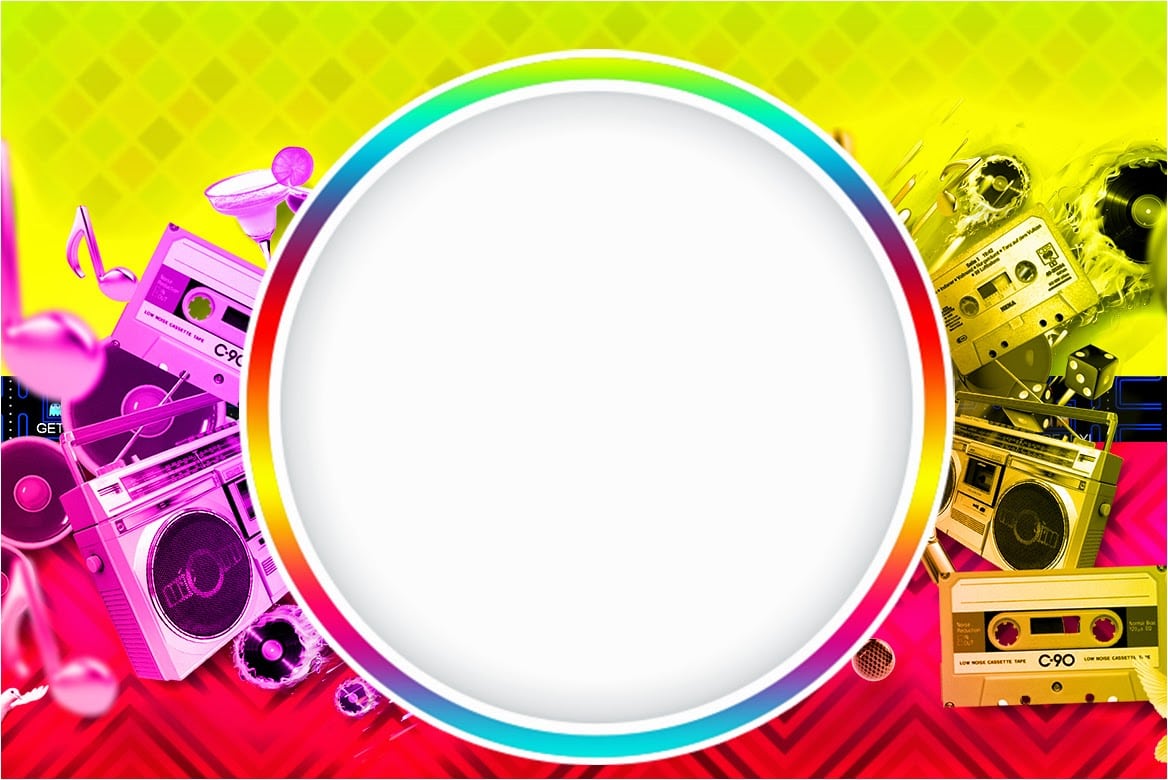 The 80Â´s  Free Printable Invitations