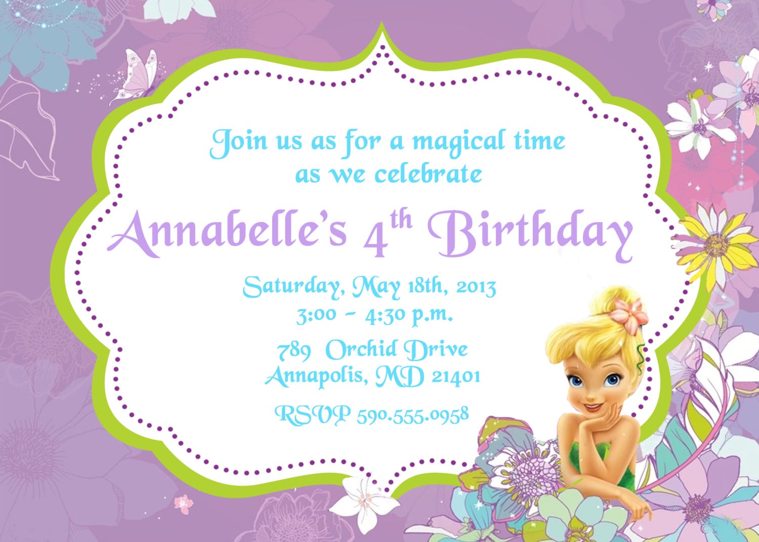 Tinkerbell Birthday Party Invitations