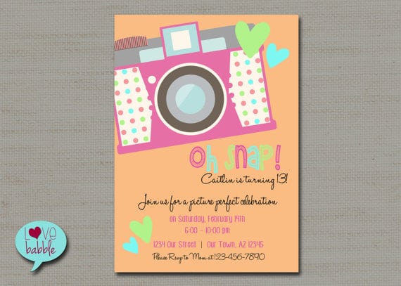 Tween Teen Birthday Party Invitation Photo Scavenger Hunt