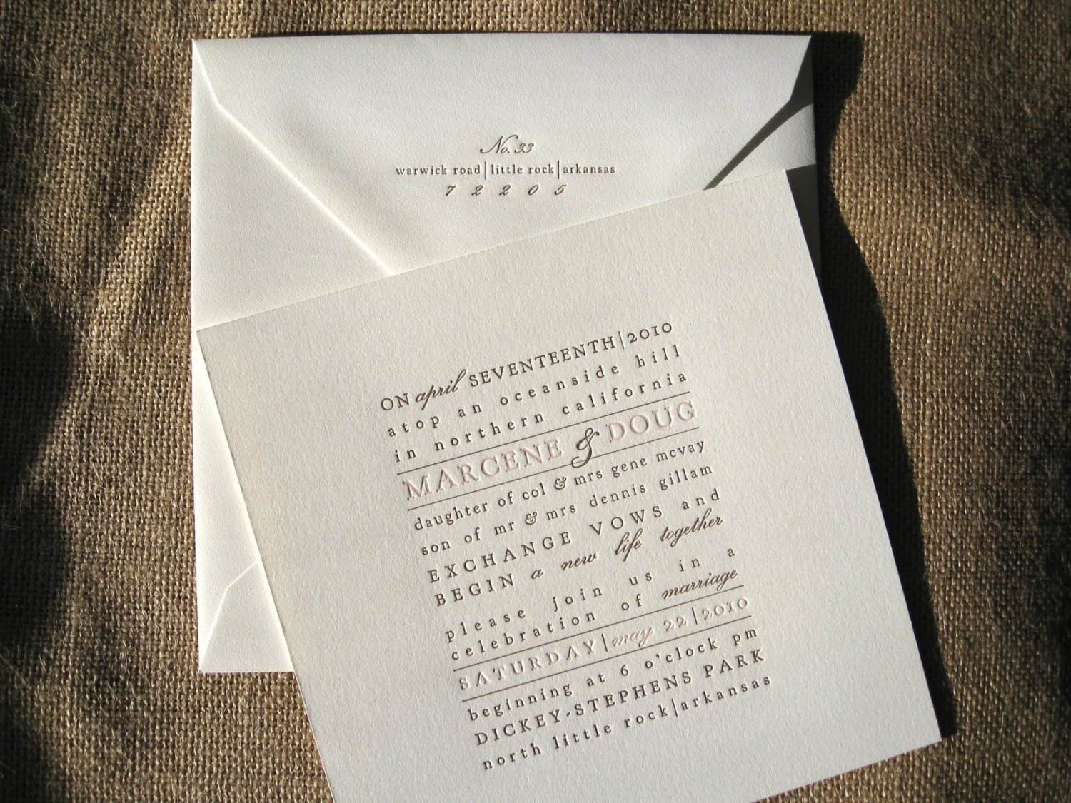 Typographic Letterpress Wedding Invitations