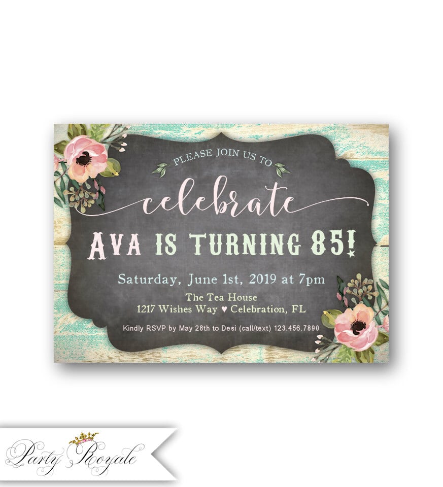 Women's 85th Birthday Party Invitations   Any Age   Birthday